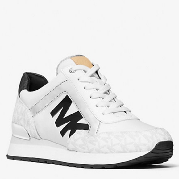 MICHAEL KORS Maddy Two-Tone Logo Trainer Brigth White - Picture 1 of 4